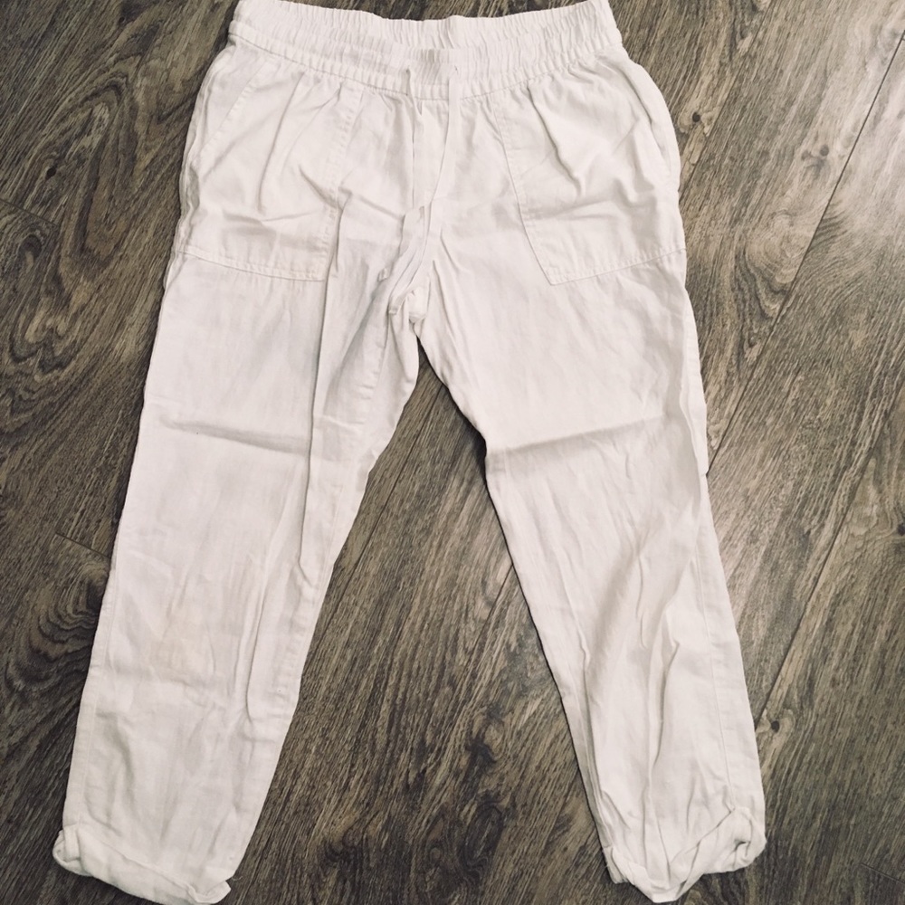 White Cropped Linen Pants